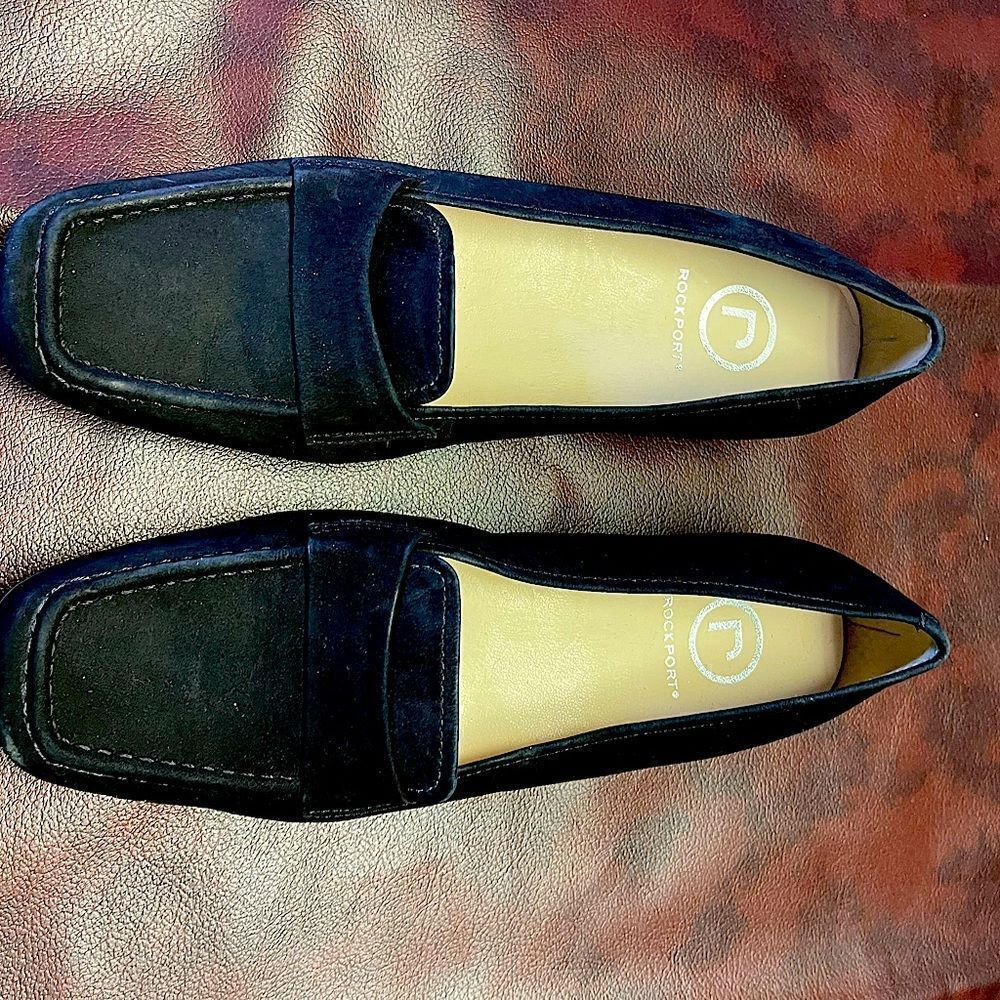 Rockport black suede loafers, size 6 medium